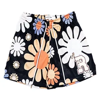 American Basketball Summer Flower beach shorts Loose quick drying sports casual pants Running breathable mesh shorts for men