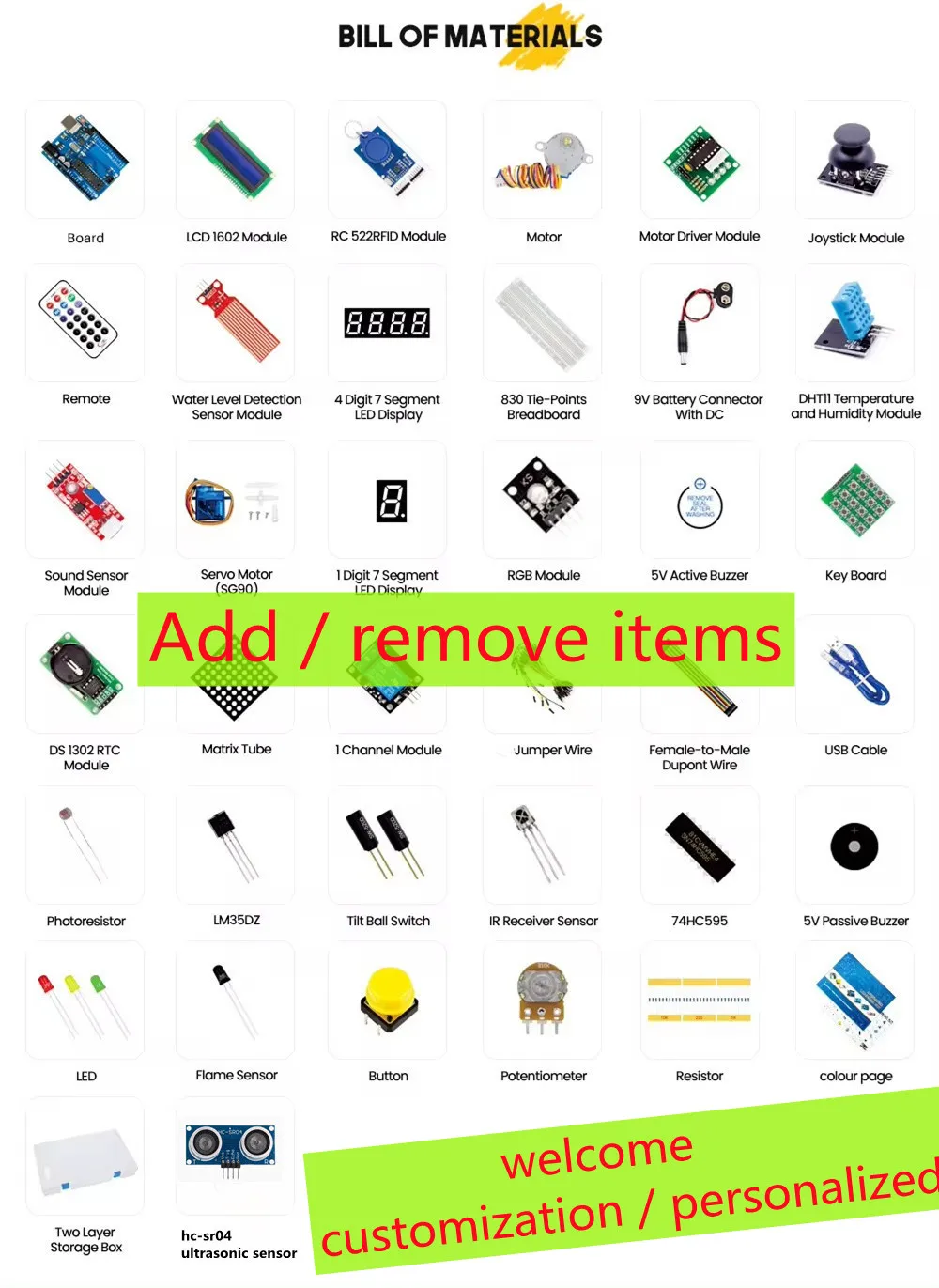 Arduino Uno R3 Kit List - Original Manufacturer Aiconnecing