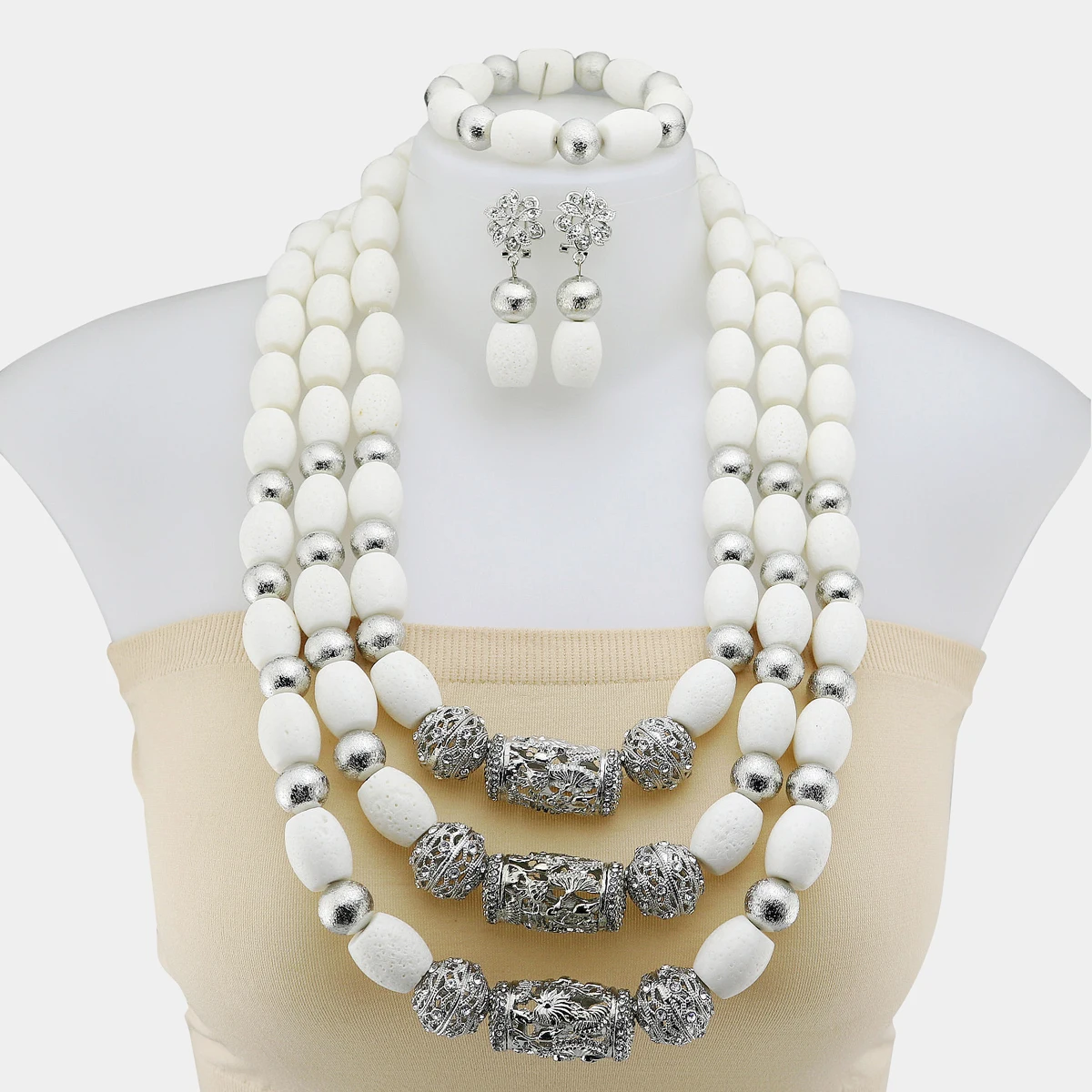 Luxury Coral African Weeding Jewelry Set High Quality Necklace And