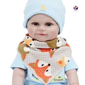 100% Cotton Absorbent Bandana Bibs for Babies with Teething & Drooling Button Closure