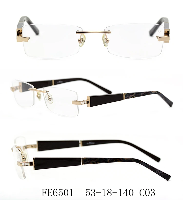 Fe6501 Zhengda Custom Latest Design Elegant Rimless Unisex Optical
