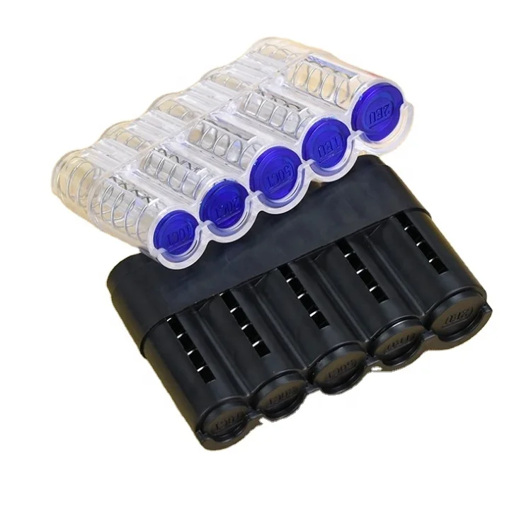 Заводская оптовая продажа коробка для управления классификацией монет евро цилиндрическая пластиковая с 5 отверстиями