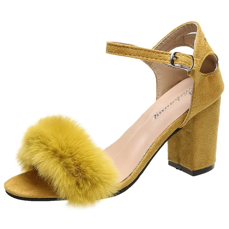 fuzzy block heels