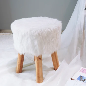 Customized Faux Fur Ottoman Stool Storage Ottoman Small Kids Ottoman with Storage