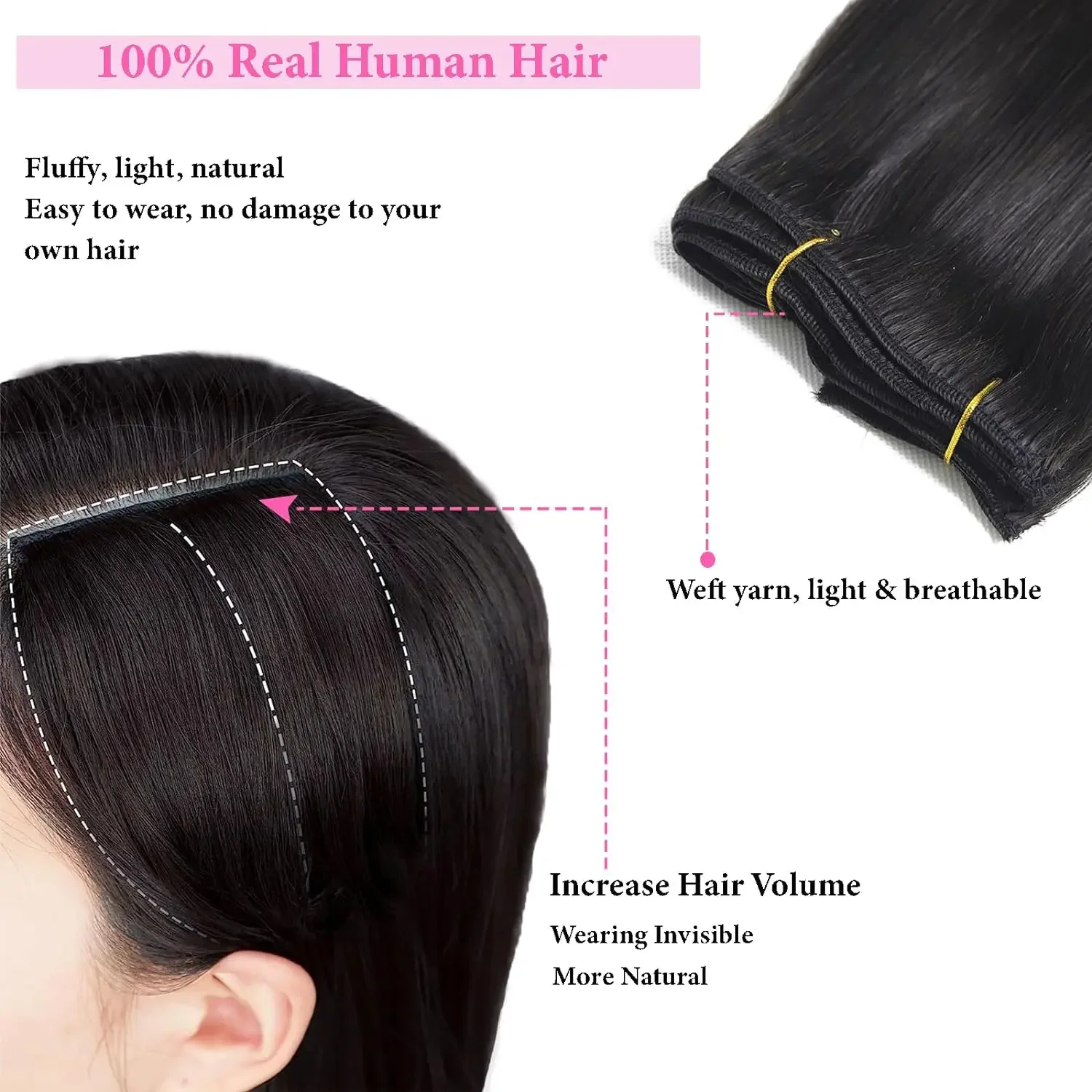 Clip in Hair Extensions Straight Real Human Hair Clip ins Invisible Natural Seamless Clip on Hair Extensions For Women_voghion.com