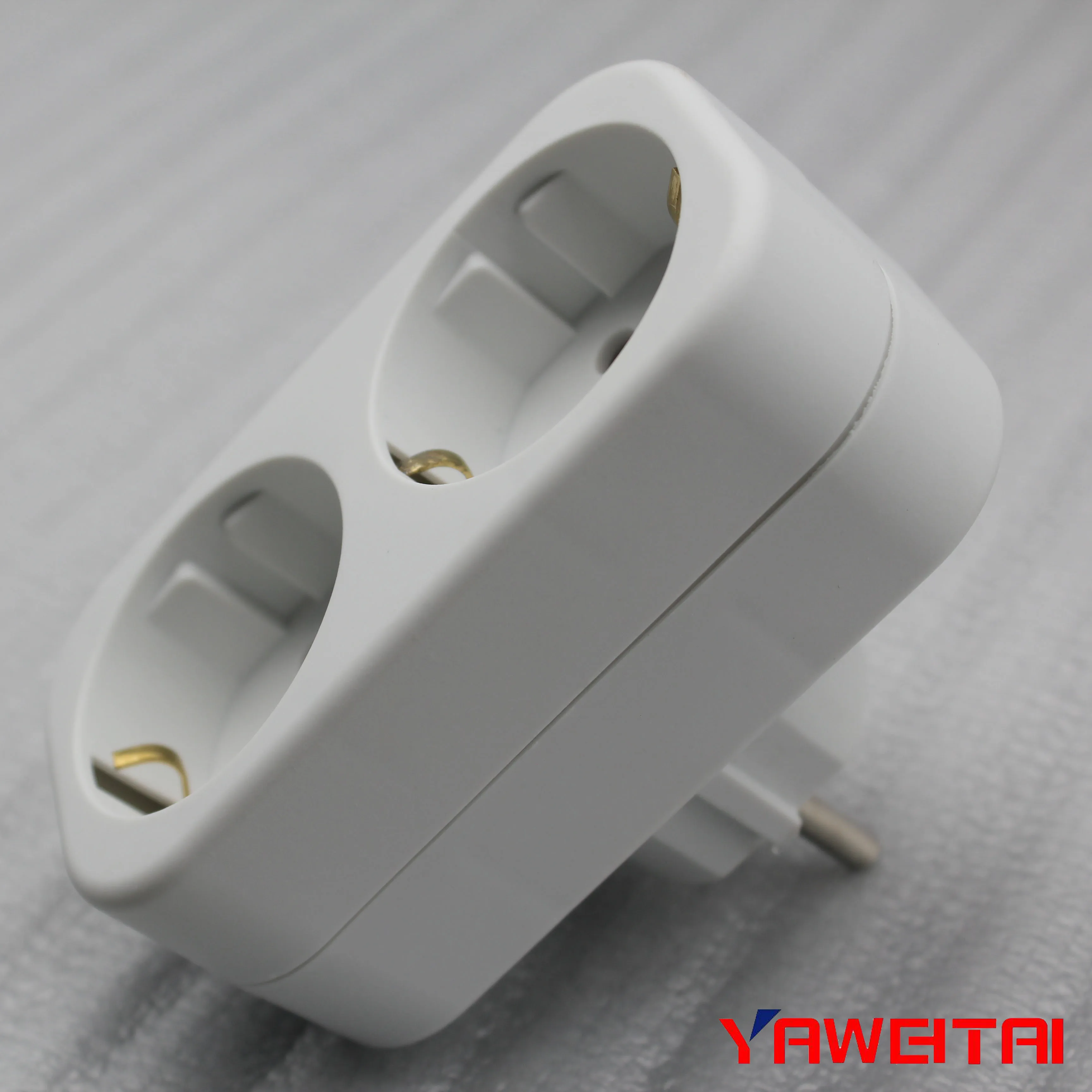 YW-7382 European Power Wall Socket Switch 1to 2 Schuko Socket Plug EU Travel Adapter With Earthing
