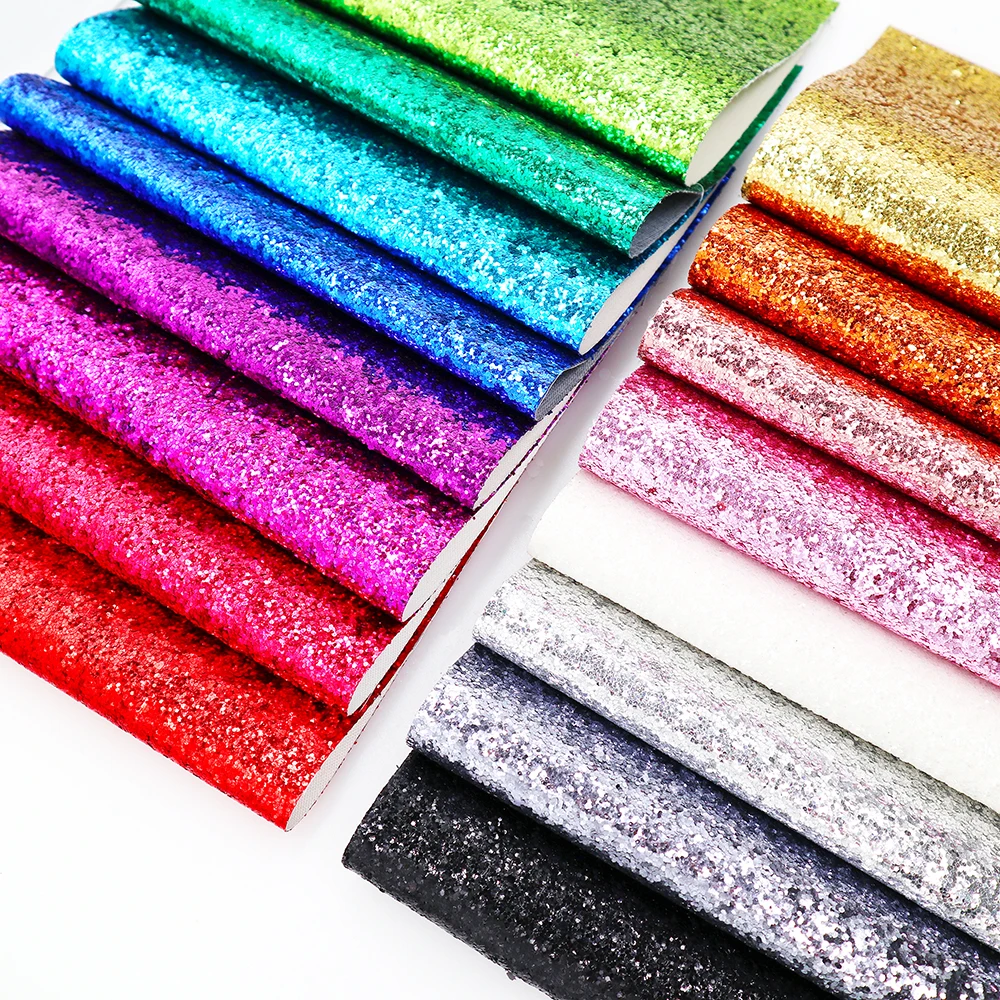 Glitter Plaids Embossed Synthetic Leather Fabric Sheets for Bows