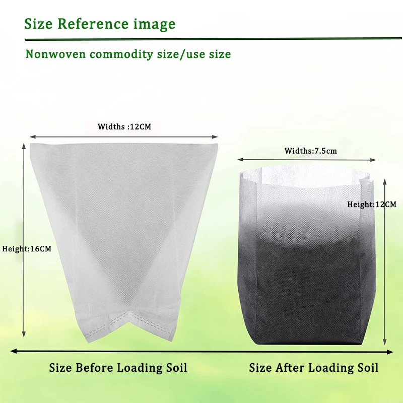 Custom Rectangle  Round Light Duty Large Biodegradable Nursery Growth Bags for Planting Peppers Tomatoes Grapes Seedlings