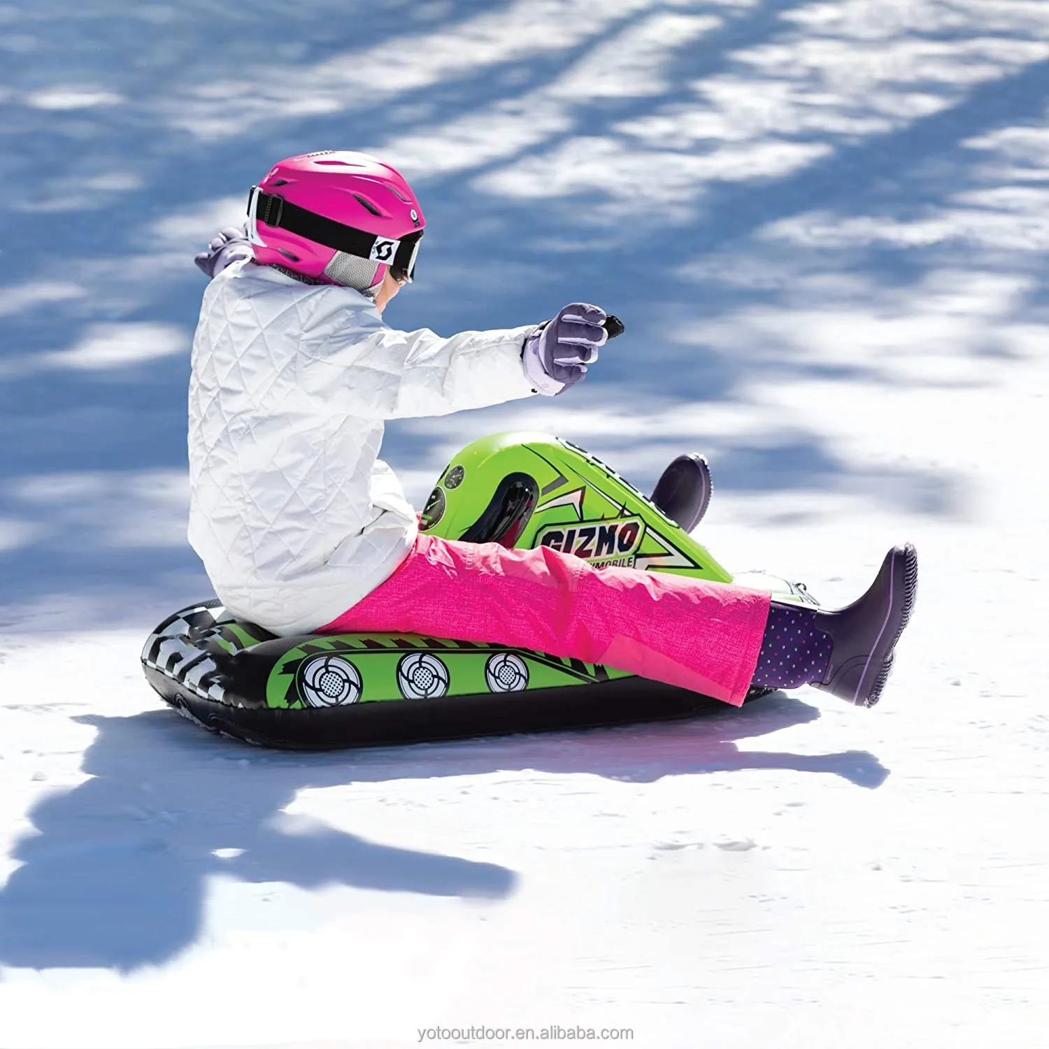 Heavy Duty Kids Inflatable Snowmobile Snow Sled Tube For Winter Sports