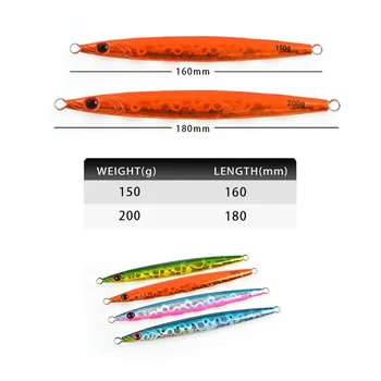 Pave Way Cross-Border Iron Plate Lure Bait Long-Distance Casting Laser Metal Lead Fish Hard Bait 150g/200g Luminous Colors – Metal Jig – view 3