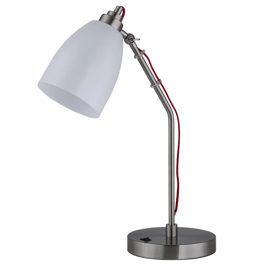 USA Simple Design Brushed Nickel Metal Hotel Desk Lamp Acrylic Lampshade For Hotel Home Lighting