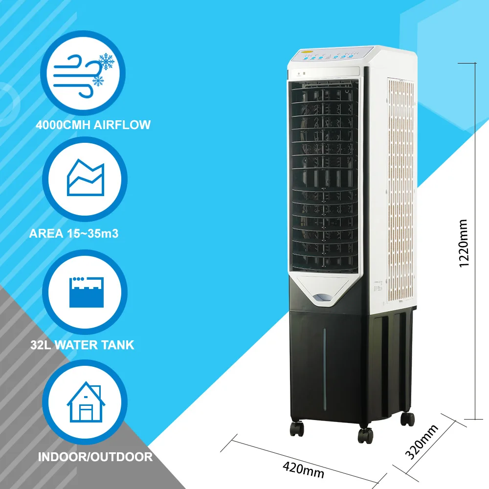 Multi Functional Cheap Camp Portable Tower Fan Type Party Kitchen Greenhouse Two Fans air Cooler Evaporator for Cold Room