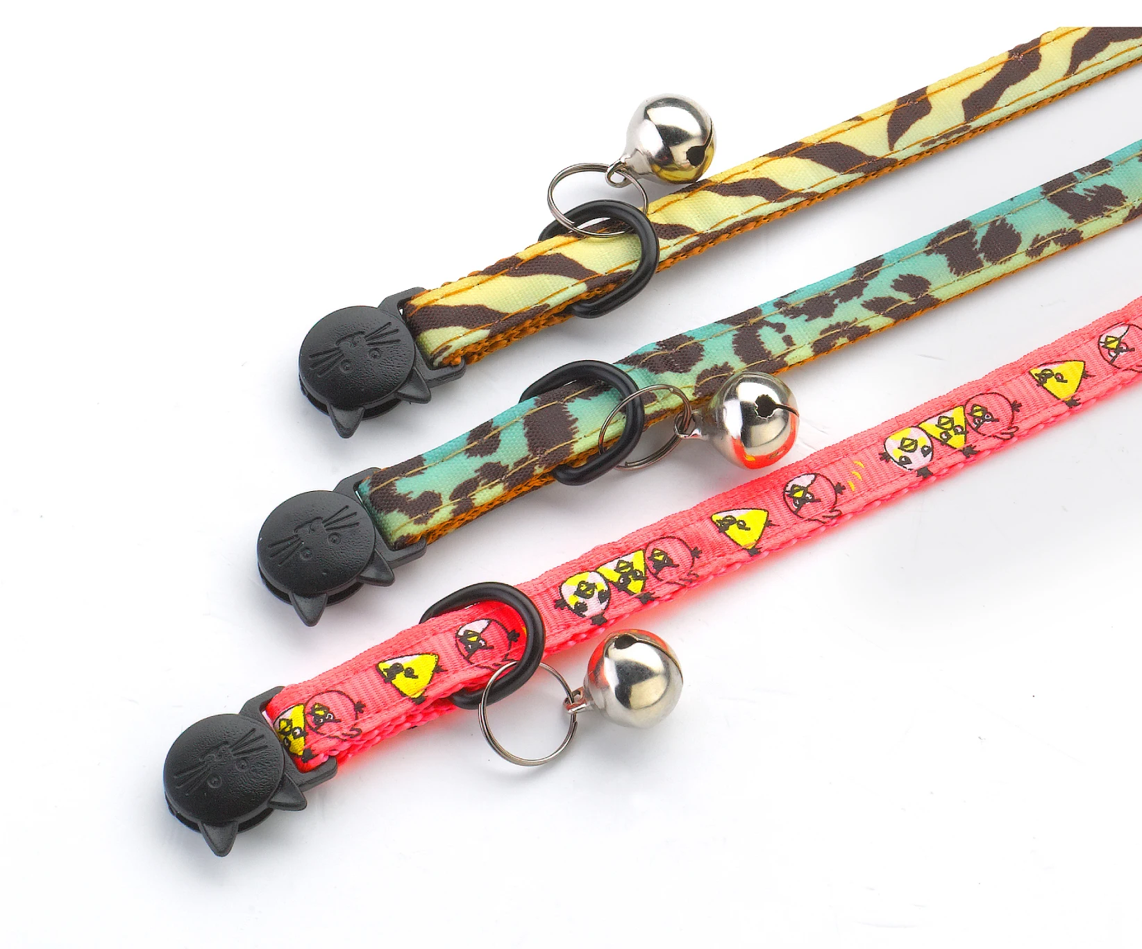 Luxury Pets Adjustable Cheap Japanese Style Custom Anti Strangulation Safety Buckle Snakeskin Grey Collar Plain Cat With Flower