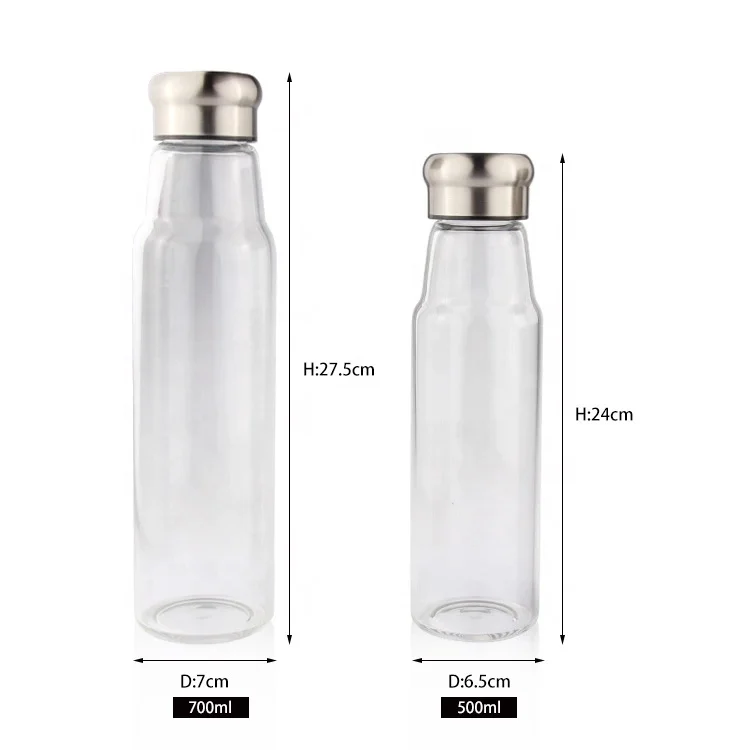 Custom Logo 600ml 750ml 1000ml Reusable High Borosilicate Glass Water Bottle With Lid