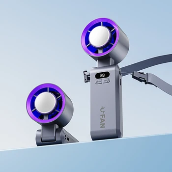 Portable Wearable Adjustable Mini Fans 1-199 Speed Rechargeable Personal Fan Cooling Handheld Fans for Travel Camping Outdoor