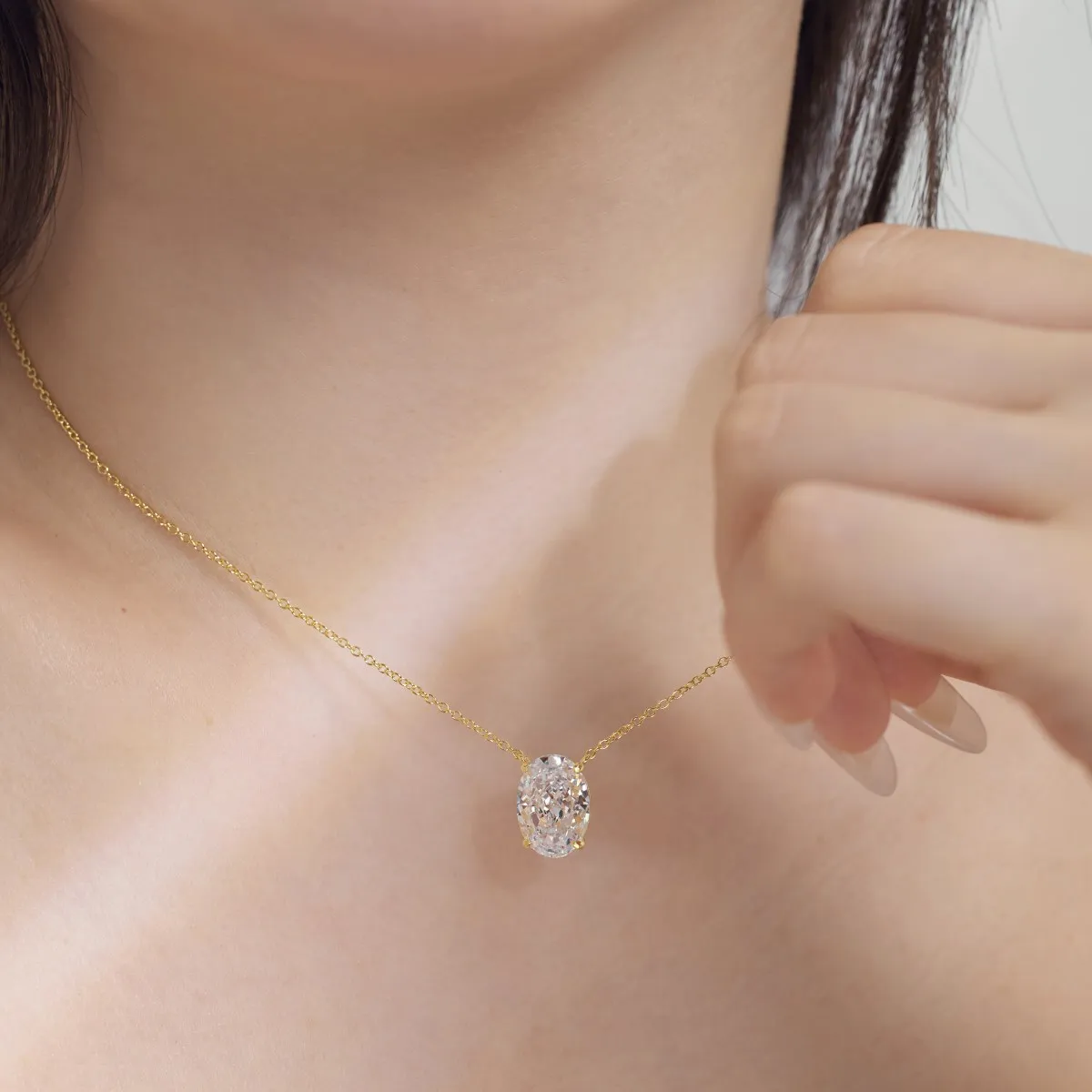 KAKODIY 18K Gold Plated Chain Elegant Bright Round Pendant 925 Sterling Silver Jewelry 8A Zircon Necklace for Women detail 4