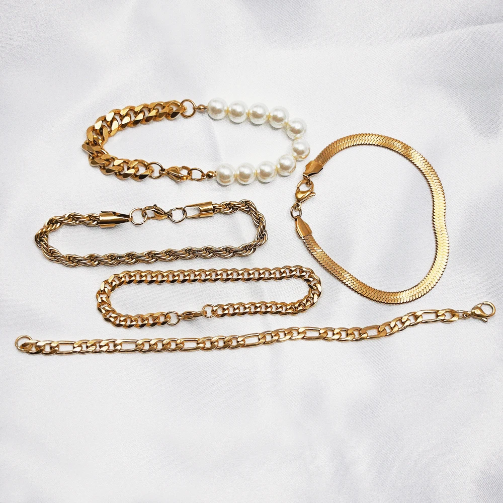 FOCALOOK 3mm Or 5mm Flat Snake Chain Bracelet – 18k Gold Plated Stainless Steel, Hypoallergenic & Waterproof For Women