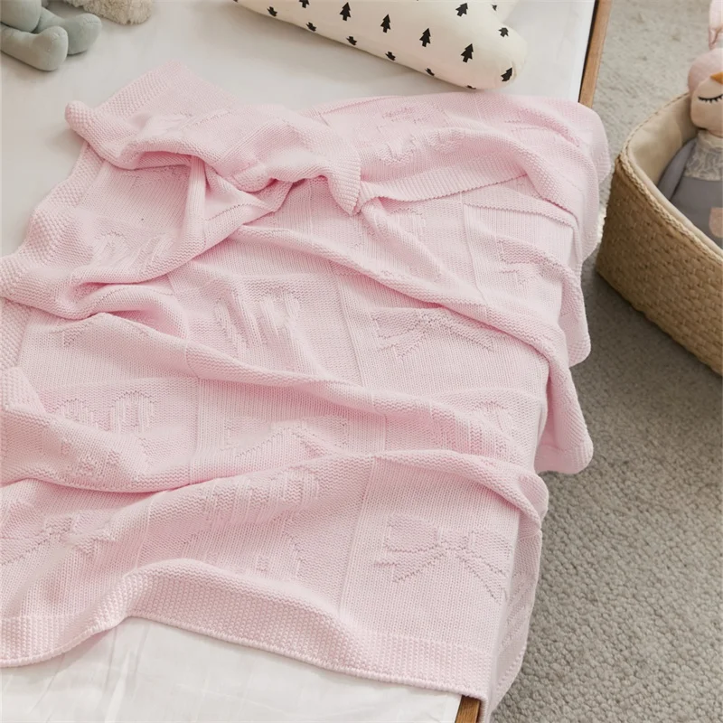 High Quality  100% Cotton Cute Rabbit  Knitted Throw Blanket  For Toddler And Children Room  Newborn Gift  SYHRMXT manufacture