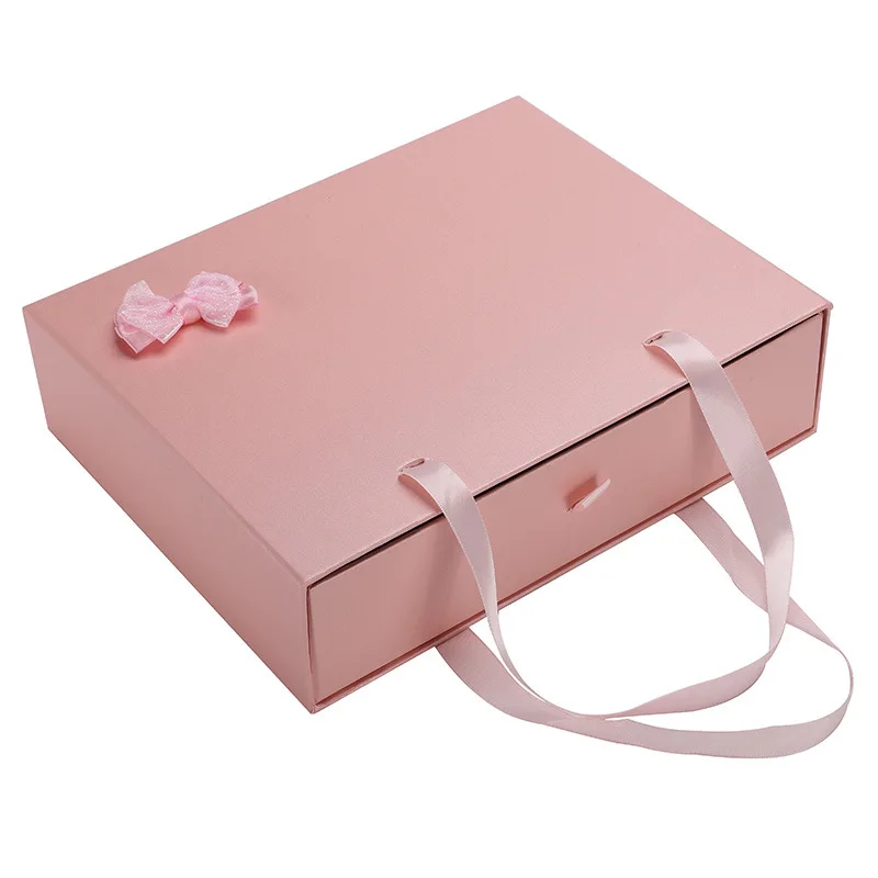 Custom Colorful Drawer Box with Handle Rope Bowknot Delicate Logo Customized Eco Friendly manufacture