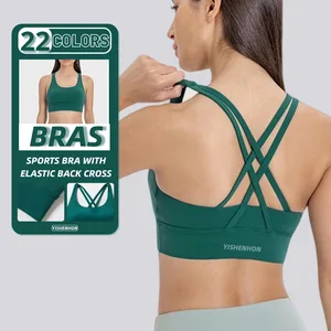 YISHENHON Autumn Winter New Cross Back Yoga Bra Frosted Naked High-strength Shockproof Upper Sports Underwear Women