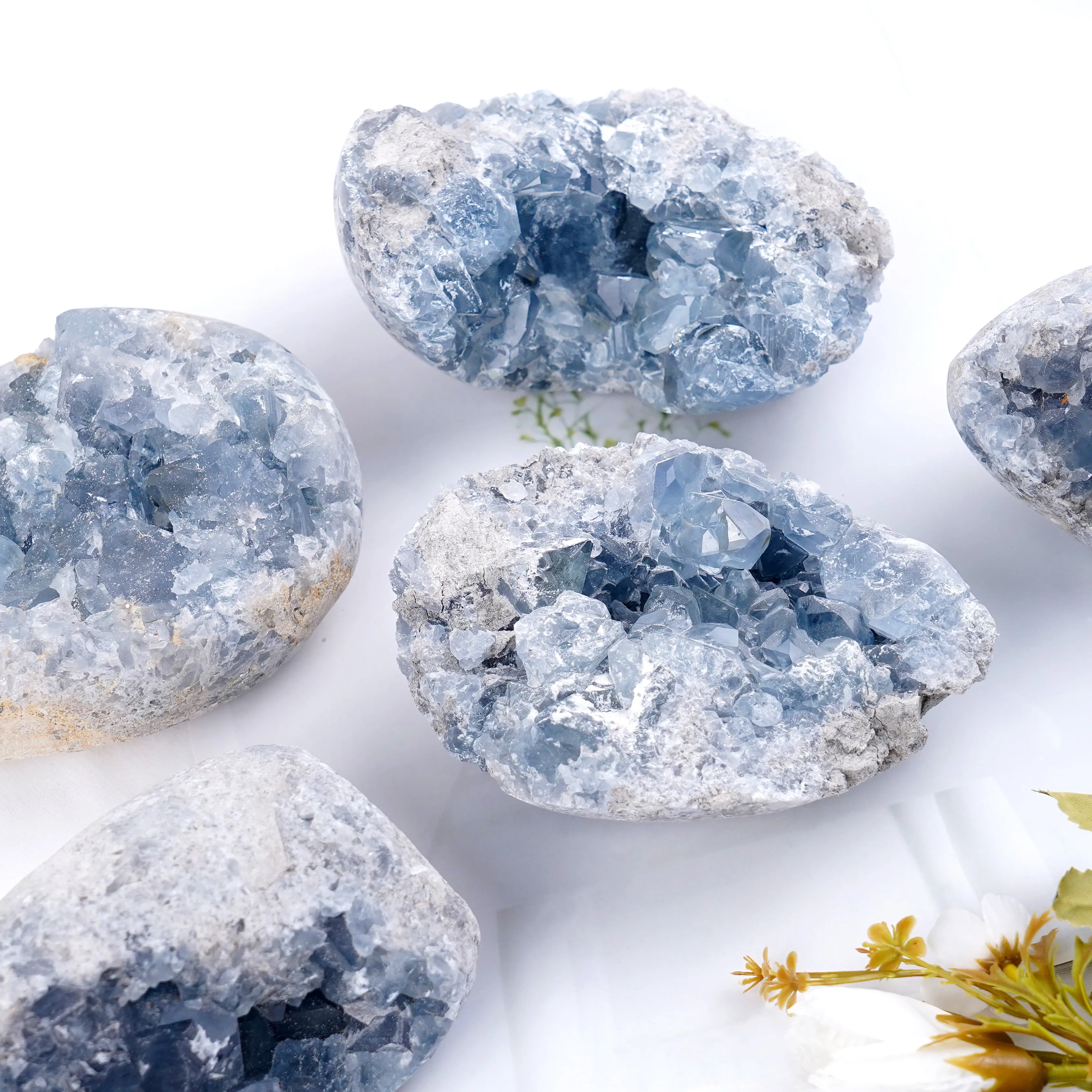 Wholesale Natural Blue Celestite Cyanite Quartz Crystal Cluster