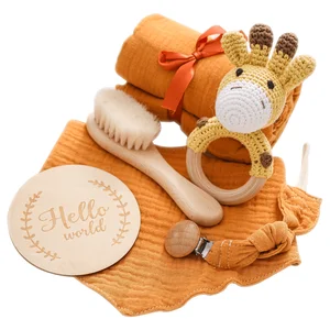 Hot Sale New DIY Shower Cards Muslin Comforter Blanket Towel Rattle Teething Toy Bathing Baby Gift Set