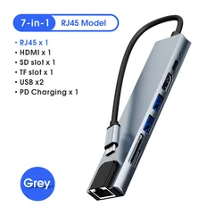 8 в 1 USB-концентратор типа C с Gigabit Ethernet 8-портовый USB-адаптер док-станции для ноутбуков MacBook Pro Air