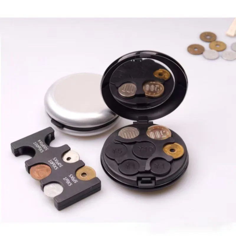 Round Coin Case with Clip Wallet and Mirror for Storing Coins Portable Change Box Customizable with Logo preview 2