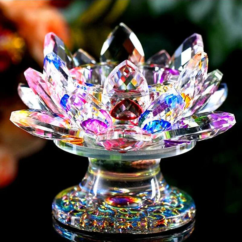 Flower Decor Ornaments Decoration Figurines Crystal Lotus Crafts Flower Glass 