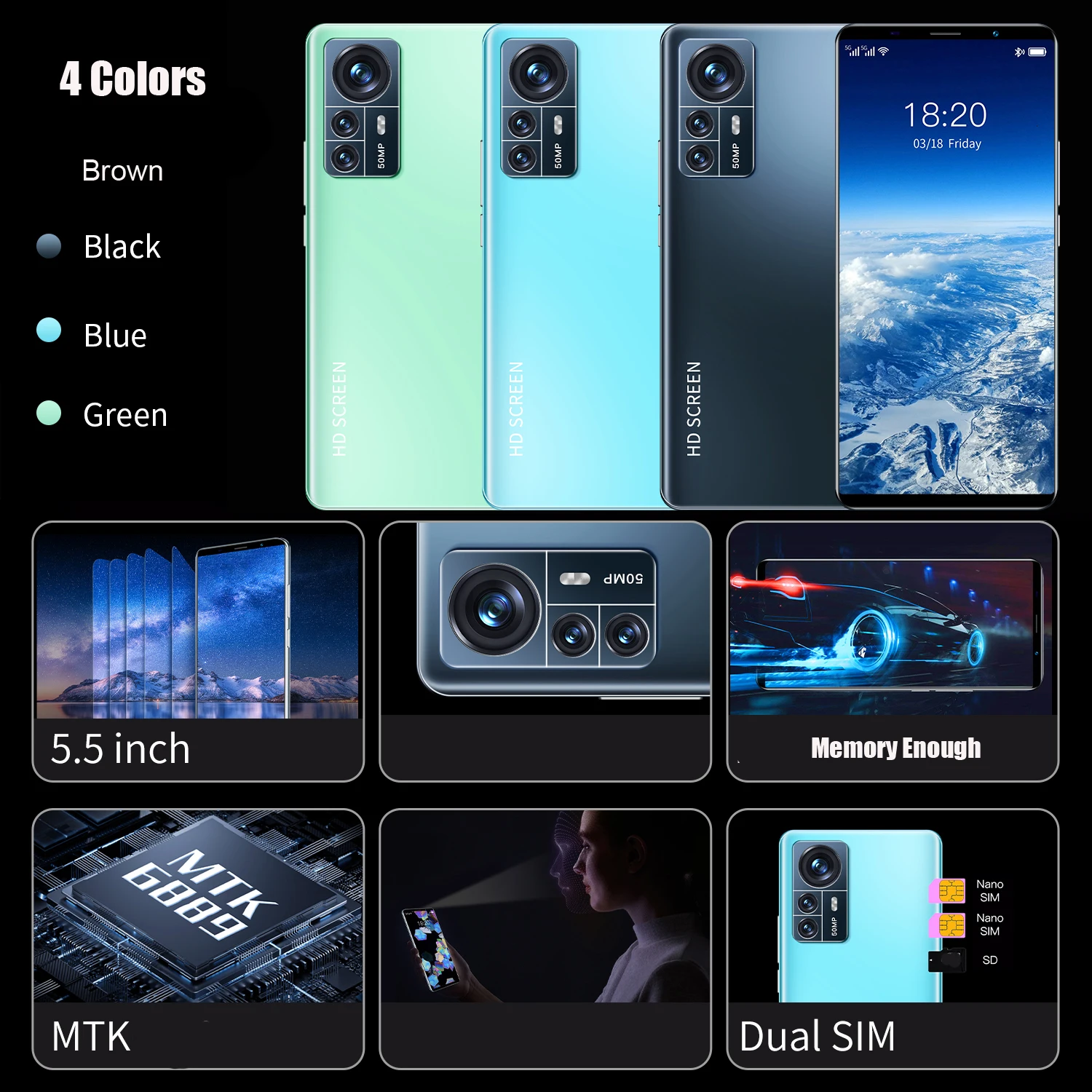 Drop Shipping MaPan Cheap Android Phone Mobile AMOLED HD Screen 3G 4G WiFi FCC CE OEM Wholesale Unlocked Smart Mobile Phones