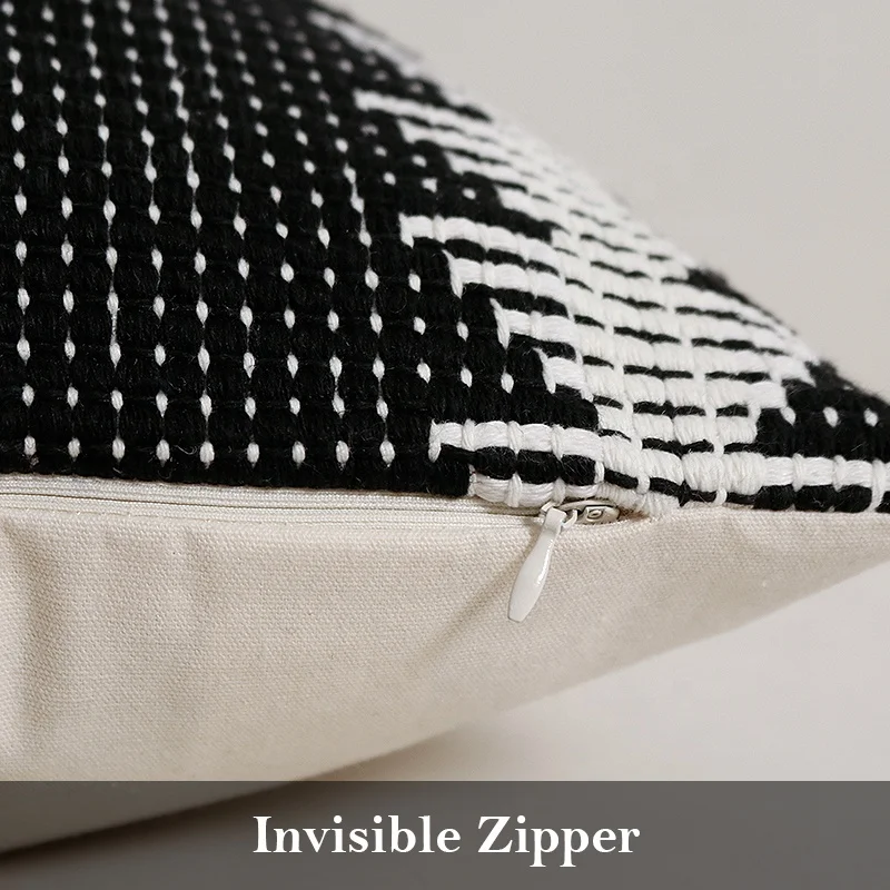 Christmas Decor Black and White Cushion Cover Home Decor Farmhouse Cotton Woven Pillow Case for Living Room