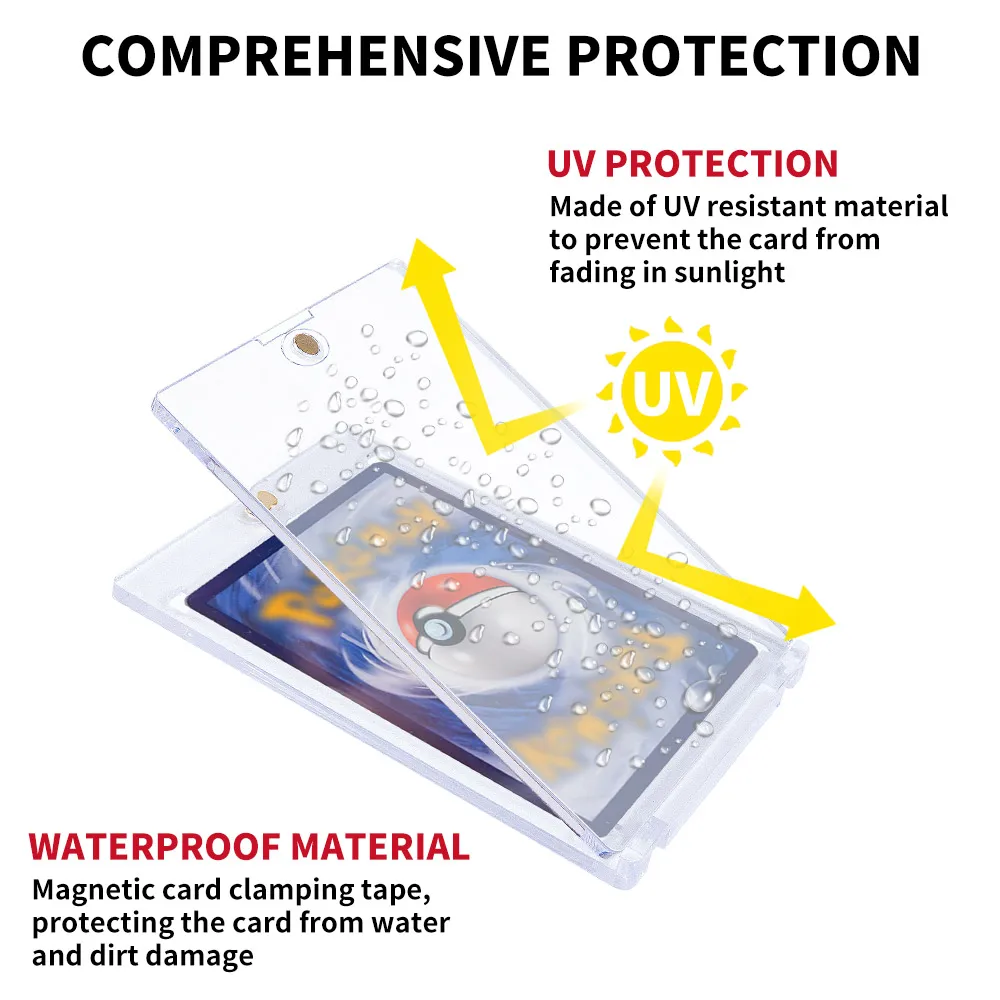 Pochette Magnétique 35PT – 20 Pièces – Protection UV Pour Cartes Sportives – Transparent 11x7,3 Cm – Aimant Doré – Collectionneur