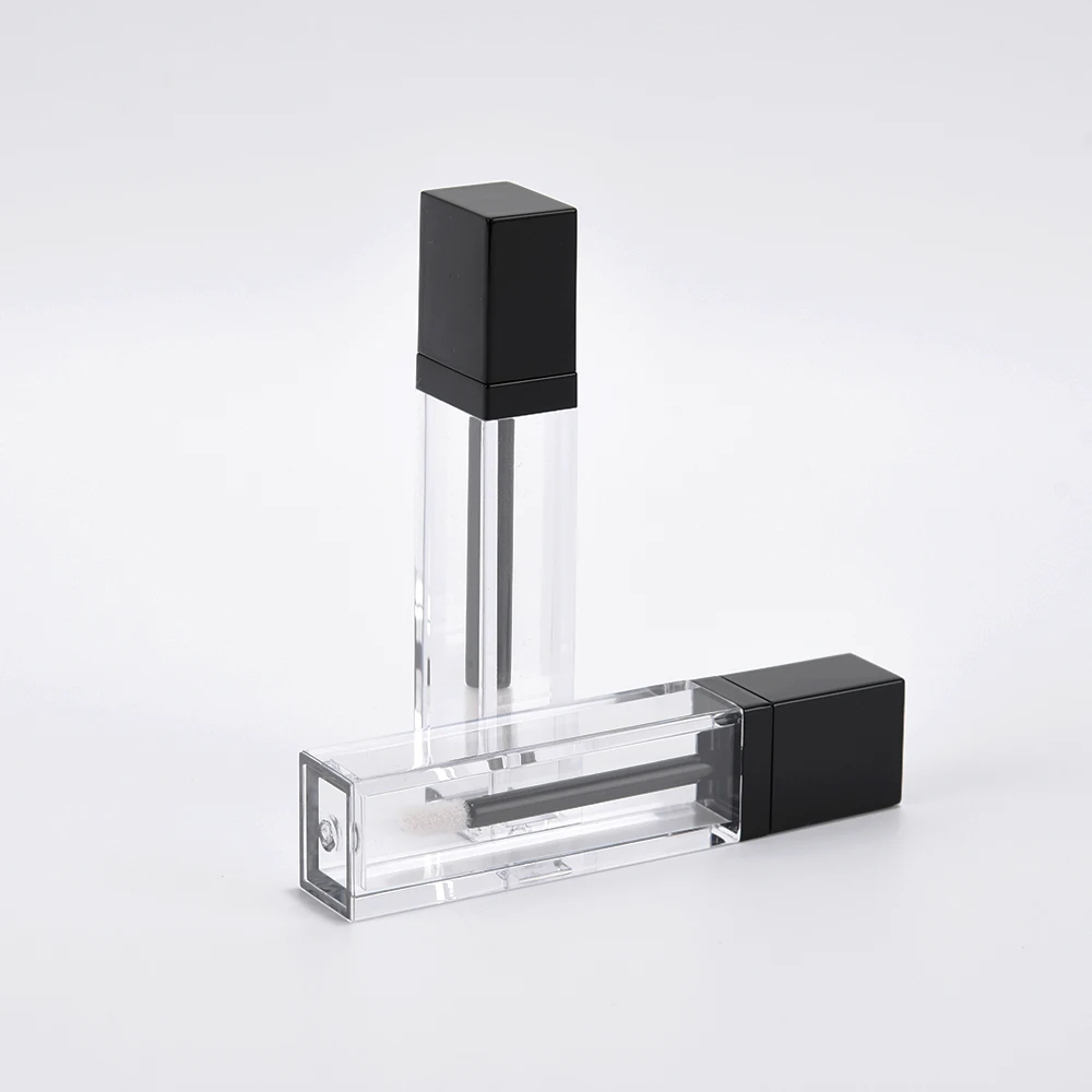 2021 новый дизайн пустая косметическая упаковка 5 мл элегантный матовый черный блеск для губ трубка