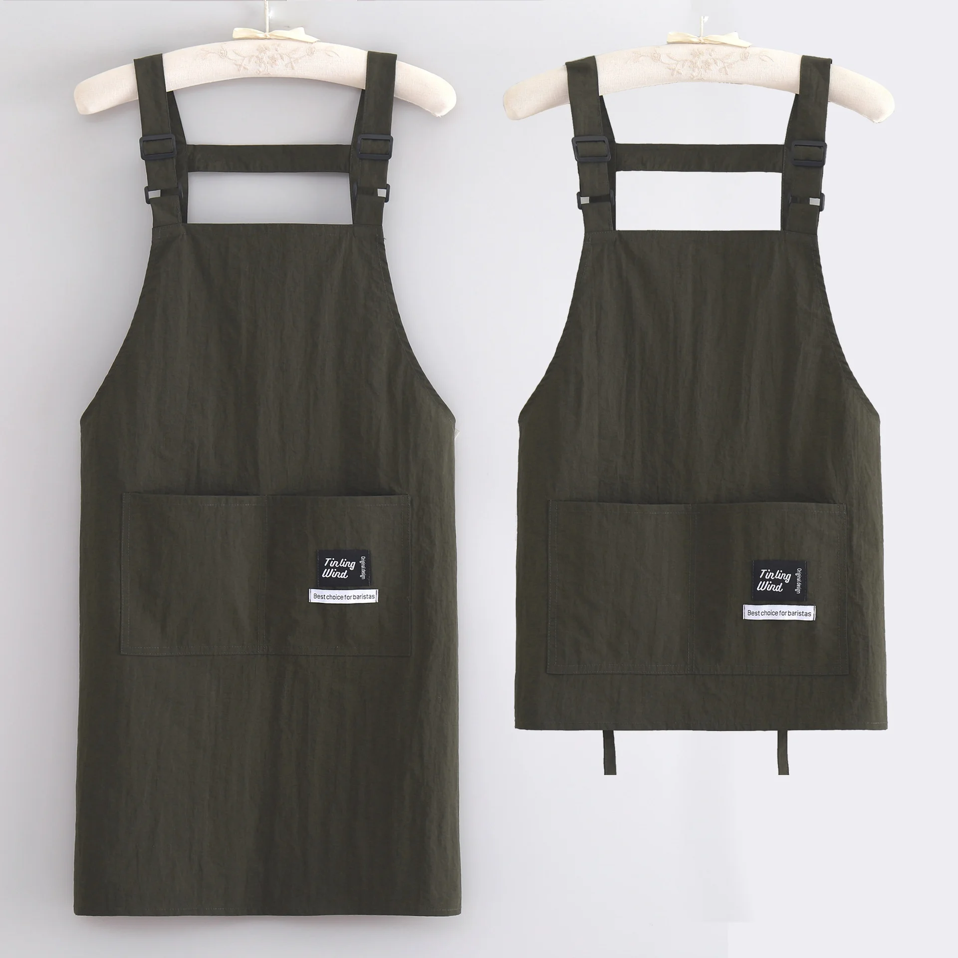 Solid Color Adjustable Sleeveless Suspender Apron Kitchen Water-Resistant Oil-Proof Anti-Fouling Simple Fashion Workwear preview 2