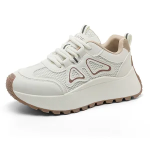 High Quality Mesh Breathable Height Increasing White Sports Shoes Women's Thick Soled Non slip Casual Shoes