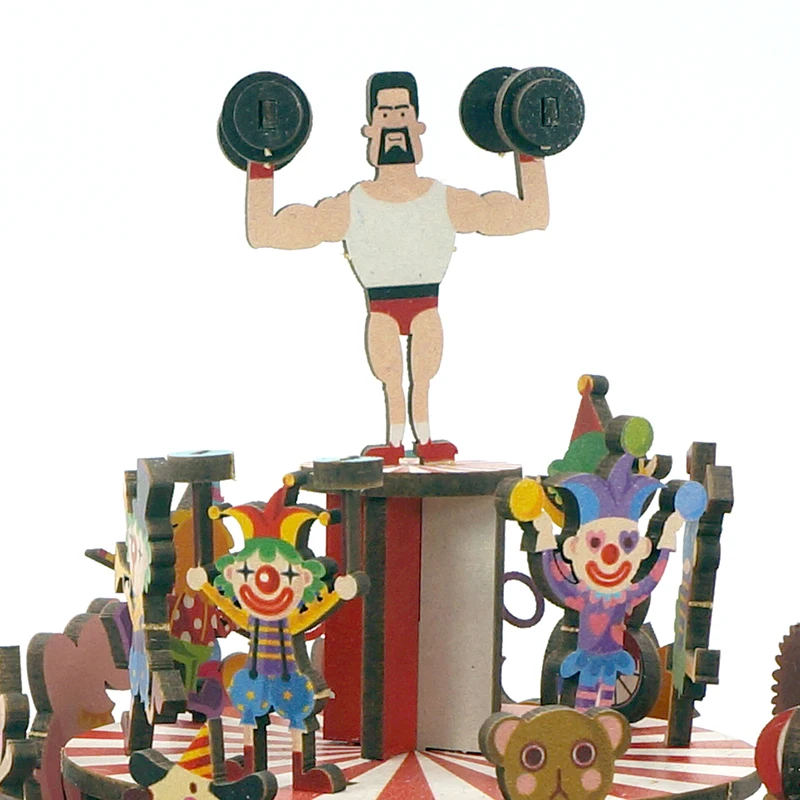 Eco-friendly Red Wooden Carousel Music Box For Gifts