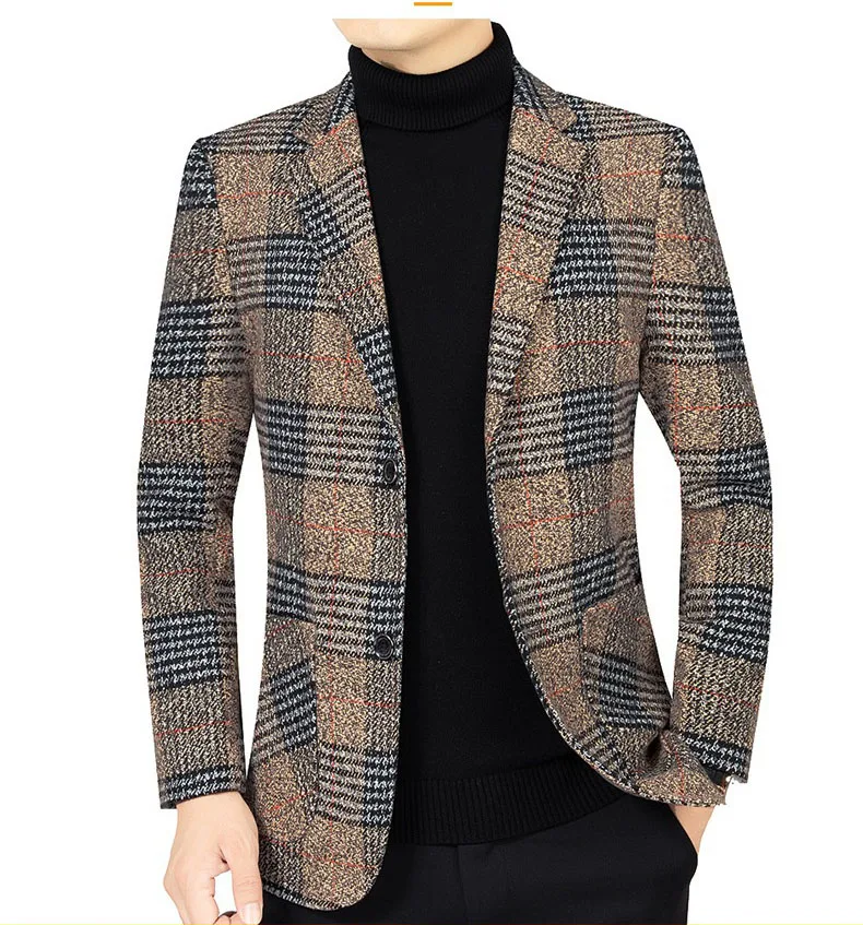 Autumn New Wholesale Casual Single Breasted Shirt Men's Plaid Suit Coat ...