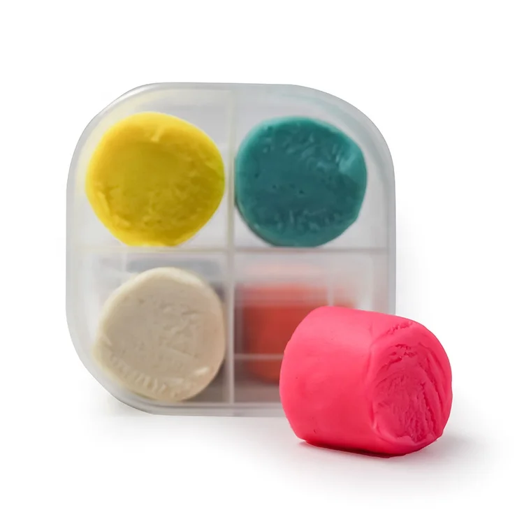 Заводская оптовая продажа детские развивающие мягкие игрушки для игры в тесто 1 унция 4 цвета маленькая квадратная пластиковая коробка