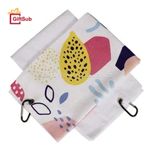 Custom Logo Printed 40X60cm Sublimation Blank 390GSM White Waffle Weave Kitchen Towels 100% Polyester Tea Towel With Hook