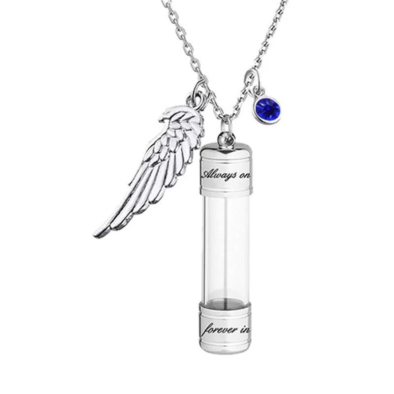 Engraving Openable Glass Vial Pendant Necklace Women Memorial Ashes Bottle Cremation Urn Memorial Gifts Jewelry For Pet Human