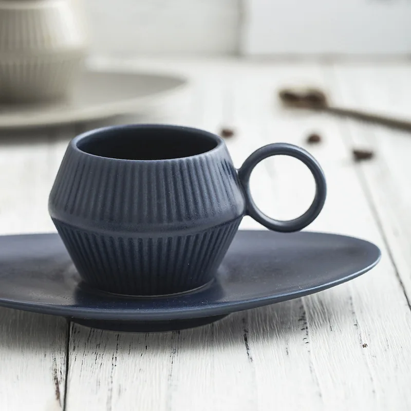 120ML Stylish Design Matte Italian Expresso Lungo Coffee Cup and Saucer