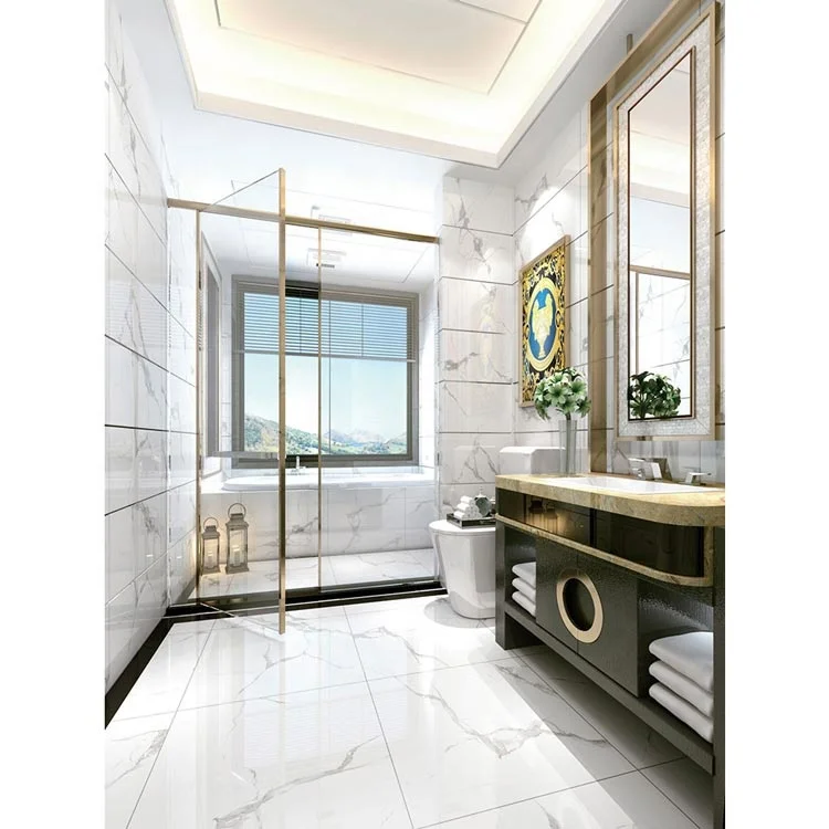 Carrara Full Body Bathroom Glazed Tiles Walls And Floors White Marble Porcelain  Tile 600 X 600mm - Buy Glazed White Carrera Porcelain Tile Floor,Porcelain  White Floor Tiles,Marble Floor Tile Carrara White Product