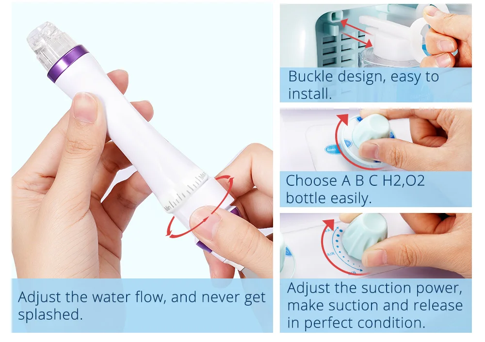 Peneelily Pro 6 in 1 Ultrasonic Bio Water Facial Skin Scrubber Treatment Vacuum Blackhead Remover Hydro Dermabrasion Machine