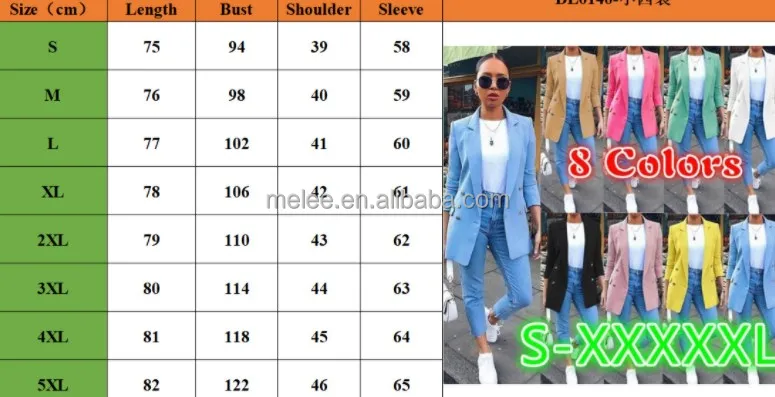 Y207196 blazer women jacket Autumn Fashion Office Lady Solid Color Blazer Long Sleeve Suit Jacket 5XL Women Clothing