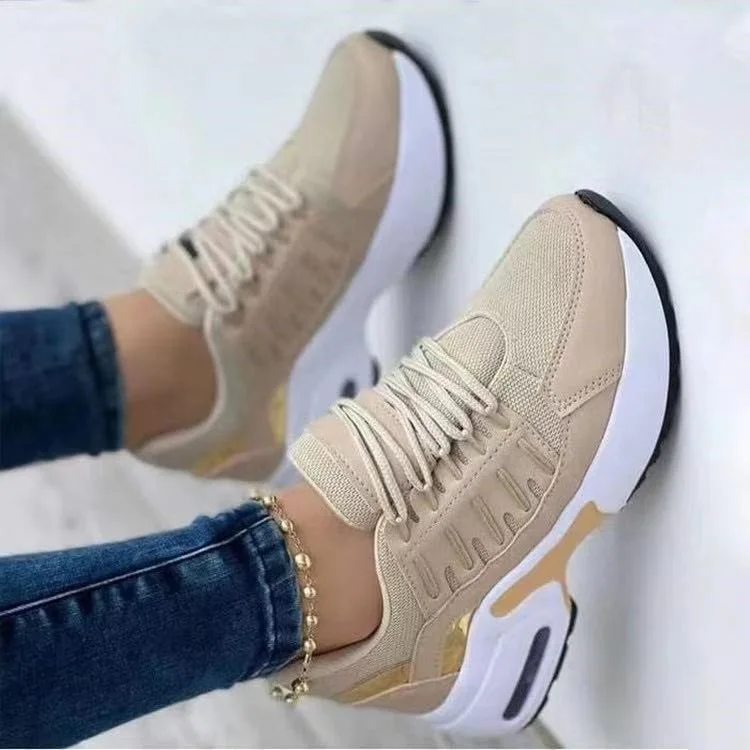 2025 New Fashion Plus Size Casual Sports Shoes Women Lace-up Mesh  Breathable Women's Vulcanized Shoes