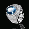 open size Platinum Blue pointed crystal ring