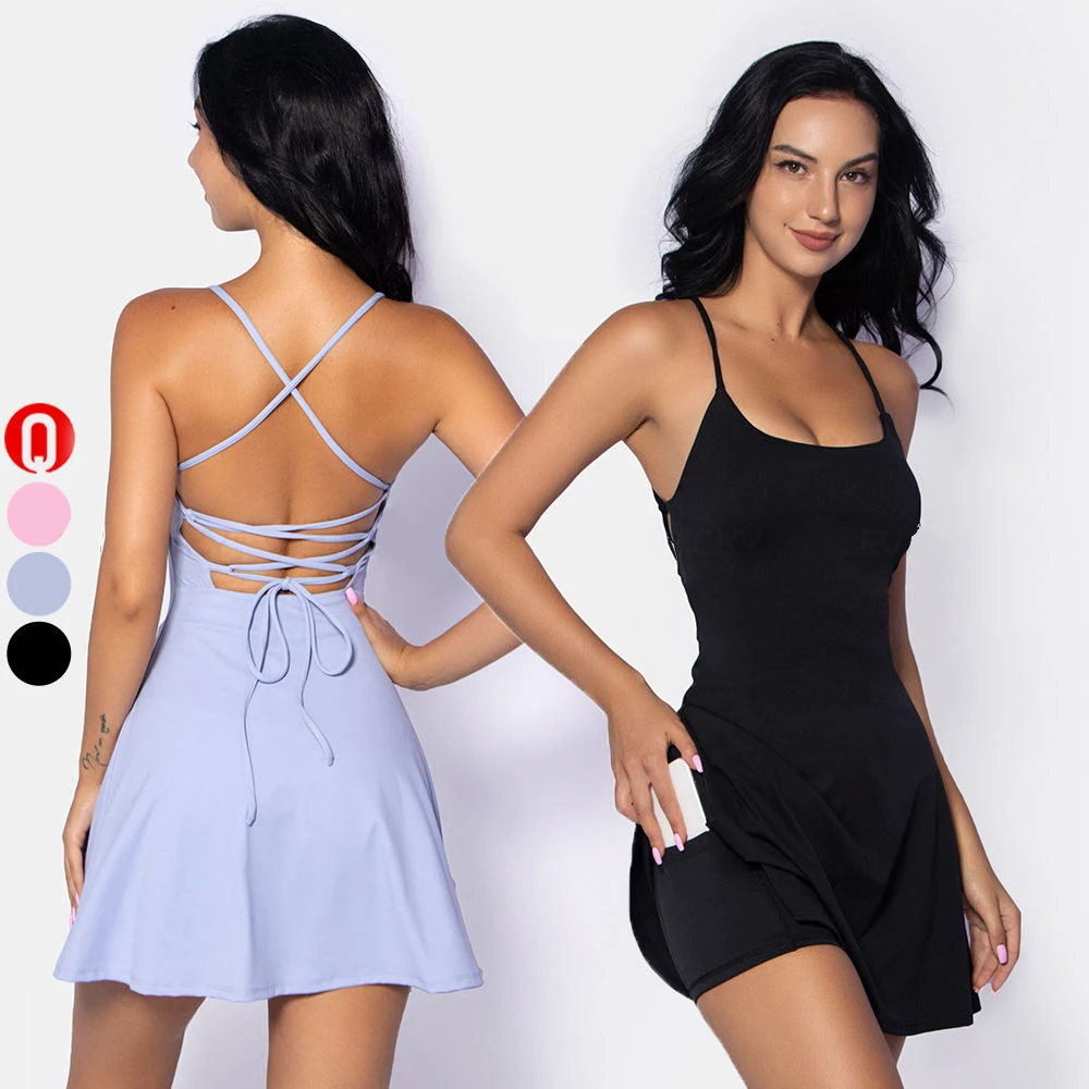 Womens Adjustable 2-Piece Tennis Dress with Removable Padding OEM Womens Adjustable 2-Piece Tennis Dress with Removable Padding OEM