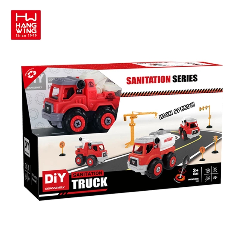 Solid Color Inertia Disassembly Assembly Engineering Vehicle Set Kids Cars Hot Selling DIY Toys Excavator Feuerwehr Fire Truck