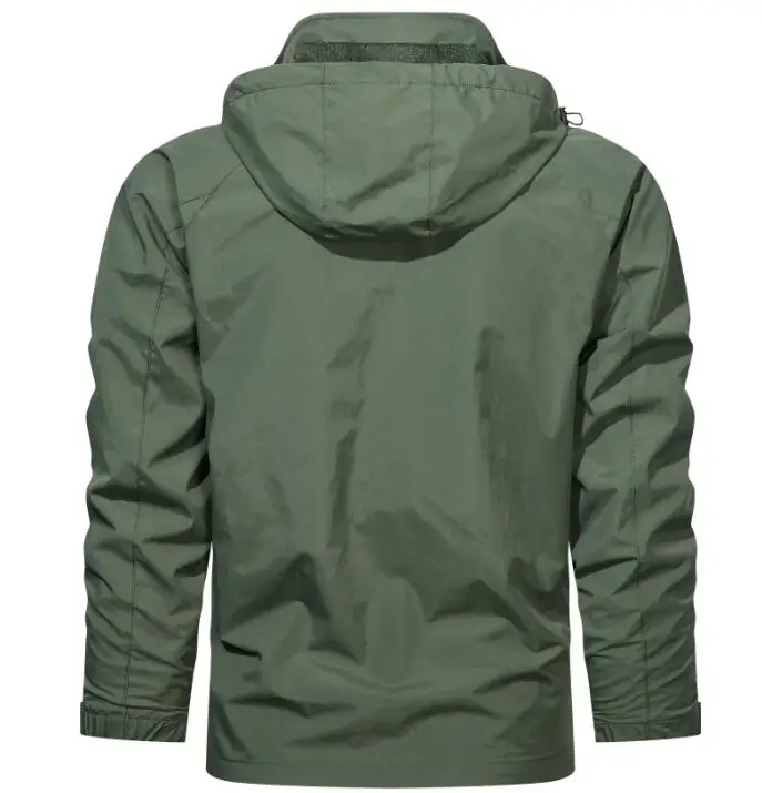Mens windproof Winter Outerwear Tactical khaki green canvas Cargo bomber Jacket with Hood_voghion.com