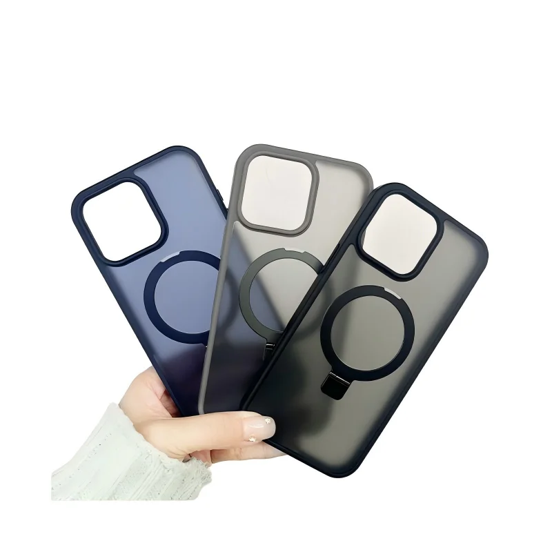 product laudtec luxury magnetic stand cell phone case for iphone 15 pro max with ring bracket  protective cover for iphone 17 air-6